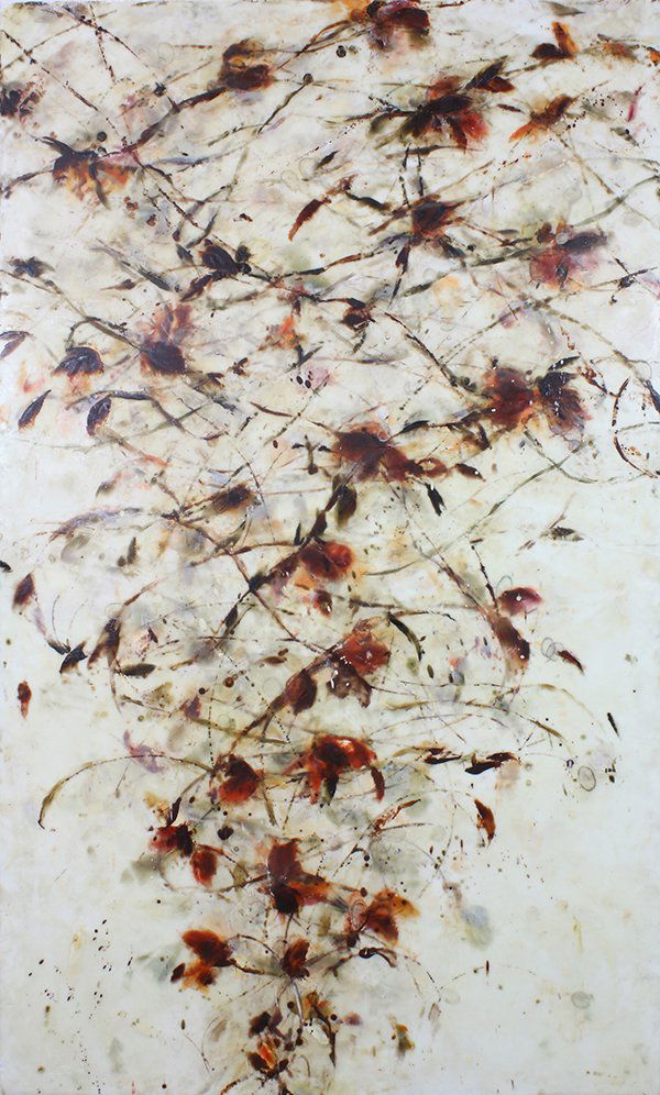 Betsy Eby, encaustic work: Betsy Eby (American, b. 1967), "Dervish," 2007, encaustic on panel, signed, titled and dated on verso, overall (unframed): 42"h x 70"w. Provenance: Winston Wachter Fine Art (New York). Provenance: Tru