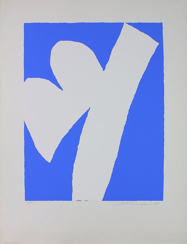 Print, Adja Yunkers, White on Blue I (1 of 5)