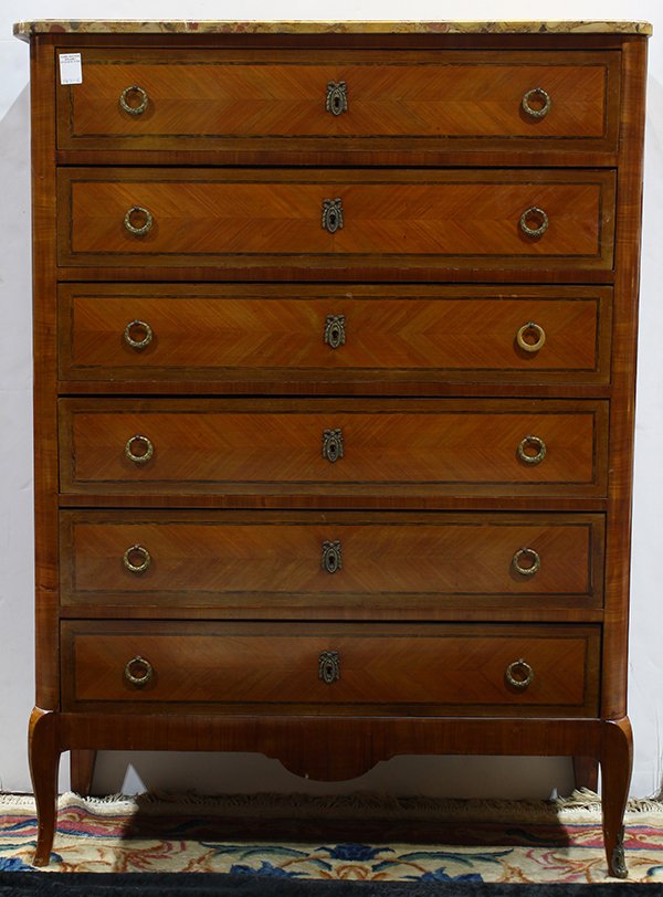 French Louis XV style chest, circa 1900, the marble top (1 of 5)