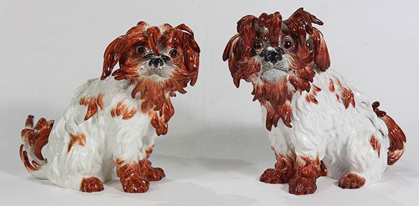 Pair of Meissen porcelain Bolognese dog figures (1 of 7)