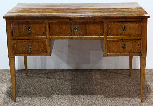 French Neoclassical marquetry decorated bureau plat, (1 of 4)