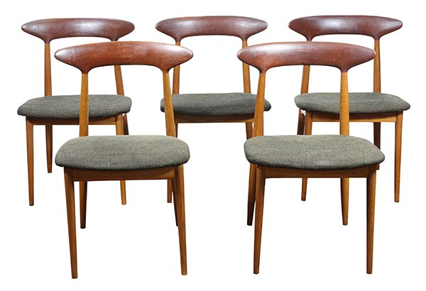 (lot of 6) Danish Modern style teak side chairs, (1 of 10)