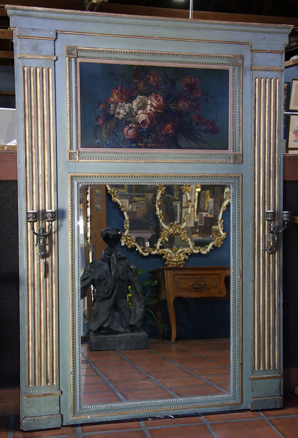 French Louis XVI style polychrome decorated trumeau (1 of 4)