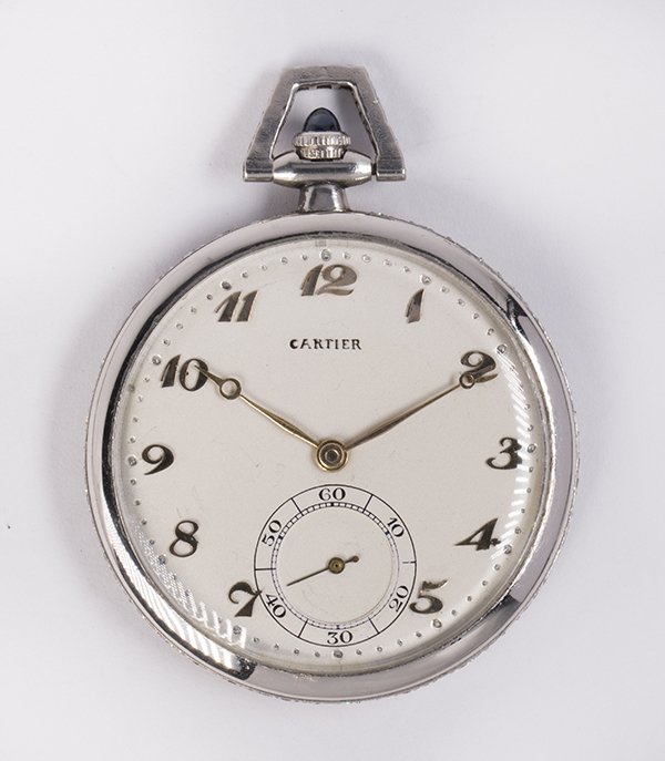 Diamond and platinum open face pocket watch (1 of 3)