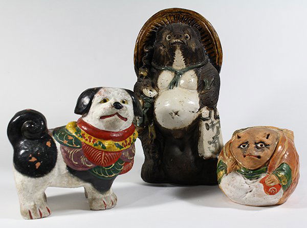 Japanese Okimono, Inu-hariko Edo period, Tanuki, Censor (1 of 10)