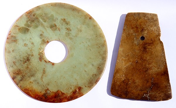 Two Chinese Archaistic Jade Bi-disc and Ax (1 of 2)