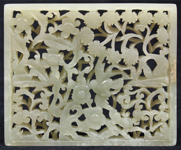 Chinese Jade Plaque, Bird/Flowers (1 of 4)