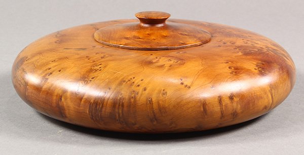 Bruce Parrott wood turned lidded bowl, executed in (1 of 2)