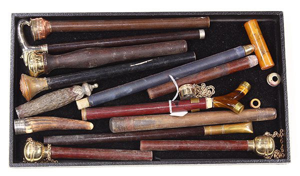 (lot of 15) Parasol, cane and riding crop handle group, (1 of 1)