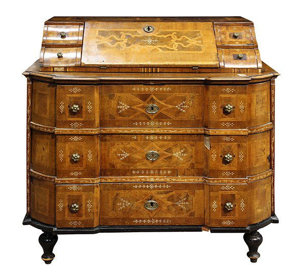 German Baroque walnut and mixed hardwood marquetry (1 of 7)