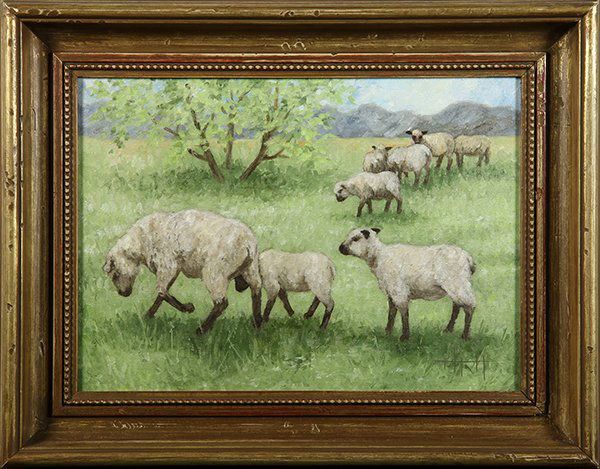Painting,  Sheep Grazing in a Field (1 of 1)