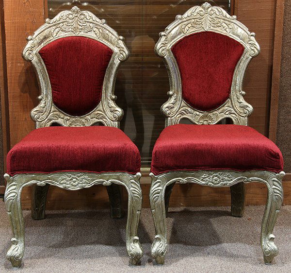 (lot of 2) Rococo style silvered side chairs, each (1 of 6)
