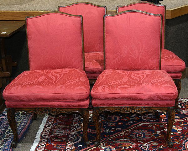 (lot of 5) Louis XV Provincial carved walnut side (1 of 4)