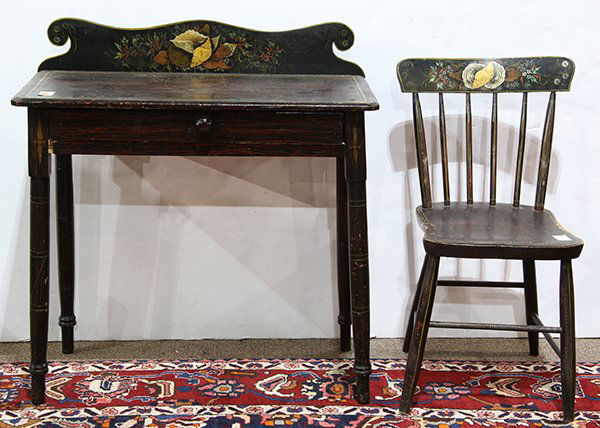 Hitchcock paint decorated fancy writing desk and chair, (1 of 4)