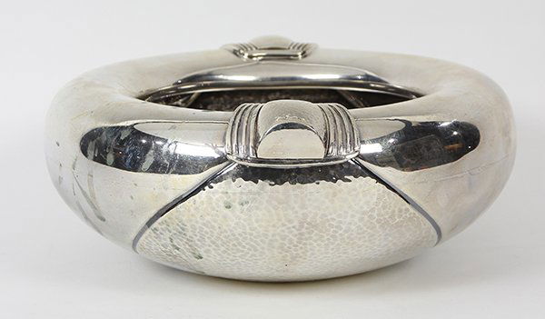 Mid-century modern sterling silver bowl, base bears (1 of 4)