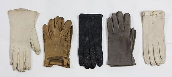Five pairs of leather couture fashion gloves, circa (1 of 2)