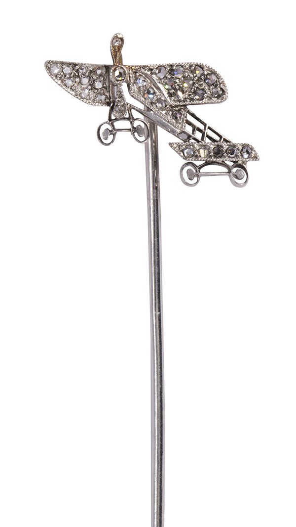 Art Deco diamond and platinum airplane stick pin (1 of 4)