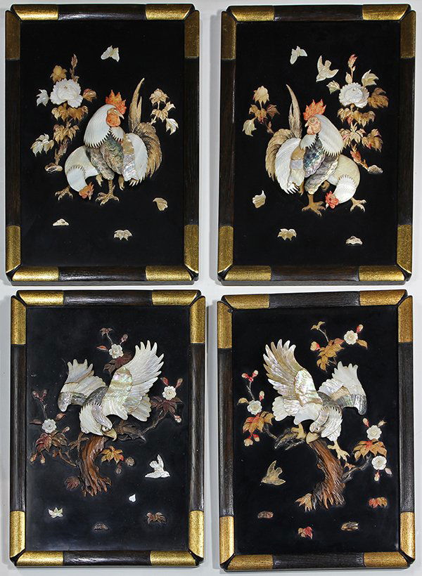 Japanese Lacquered Inlaid Plaques (1 of 5)