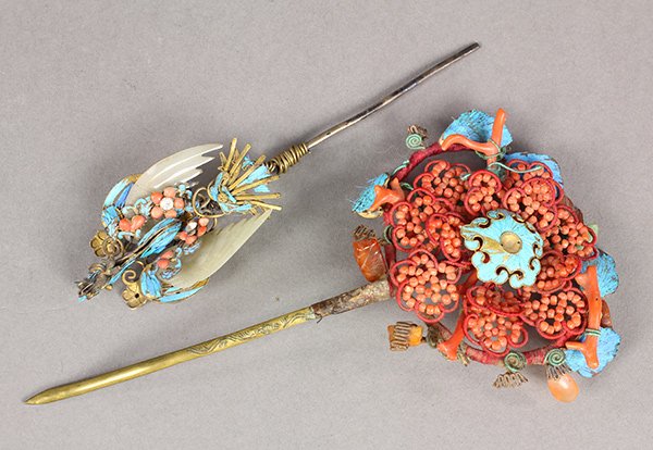 Two Chinese Kingfisher Feather Hairpins (1 of 7)