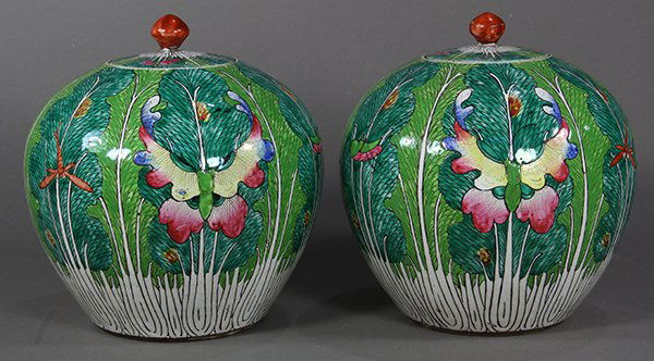 Chinese Export Bokchoy Jars (1 of 5)