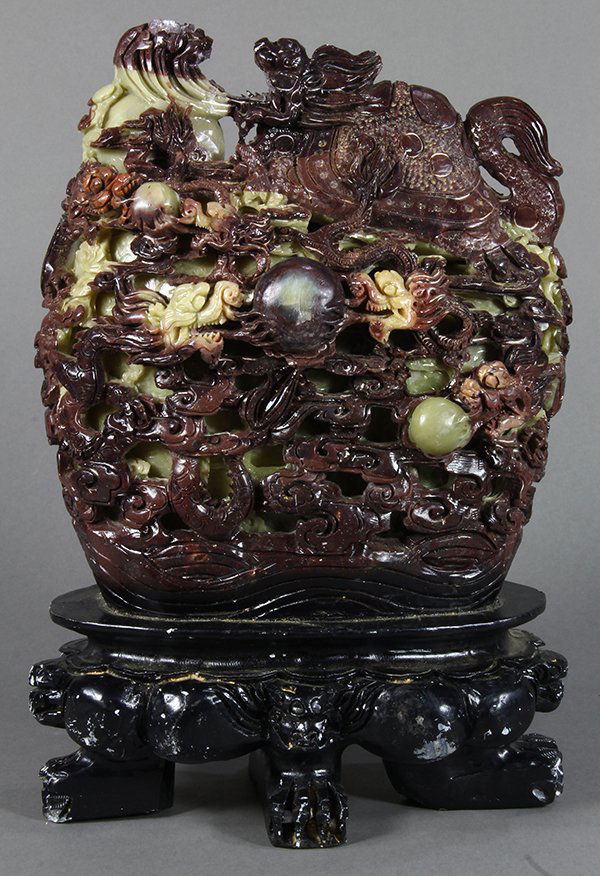 Chinese Soapstone Sculpture, Dragons (1 of 5)