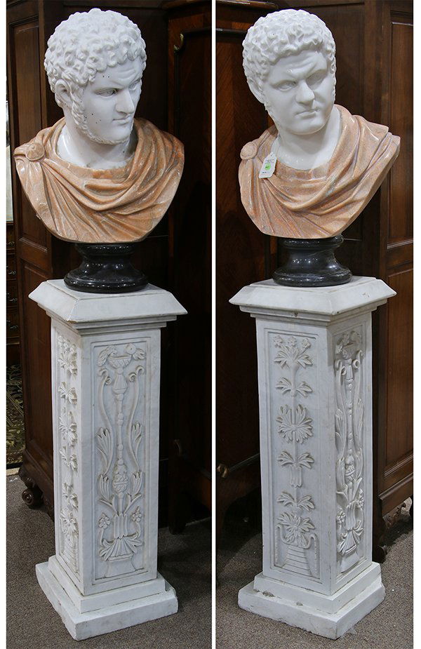 (lot of 4) Pair of Neo-Classical marble figural busts, (1 of 3)