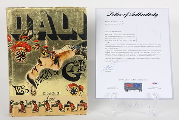 Salvador Dali (Spanish, 1904-1989), "Les Diners De: Salvador Dali (Spanish, 1904-1989), "Les Diners De Gala" cookbook, 1973, hard cover cookbook with dust jacket, printed and bound in France by Draeger, Imprimeurs, Paris, 1973, has inscription reading 