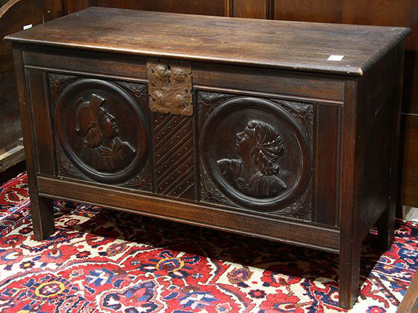 Continental relief carved blanket chest, 19th century, (1 of 2)
