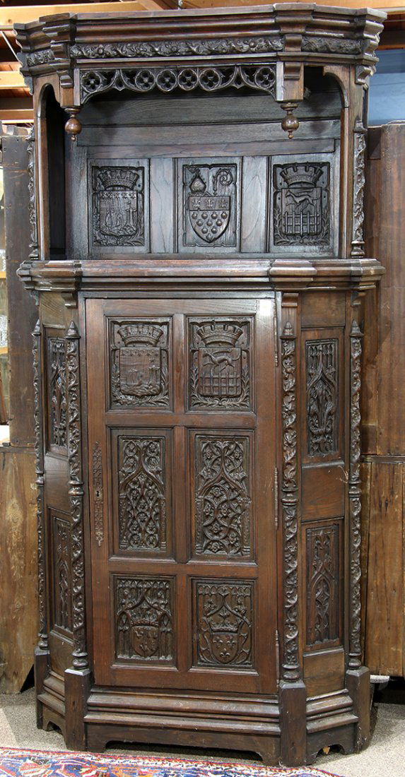 Gothic Revival style carved oak cabinet (1 of 5)