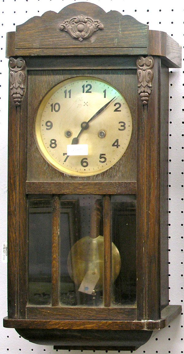 Regulator wall clock: Regulator wall clock, hour and half hour strike by Gustav Becker, 30''h