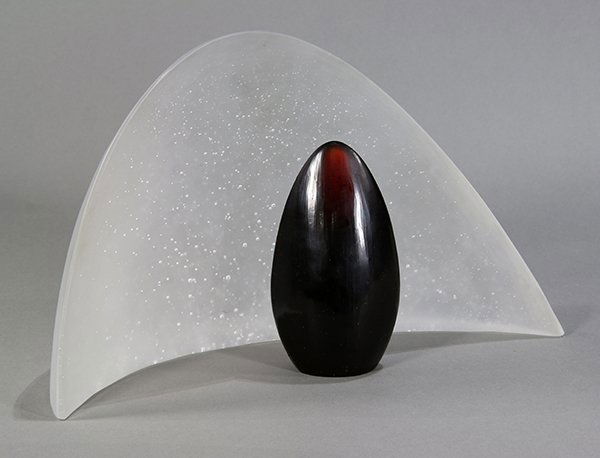 (lot of 2) R Campbell glass sculpture, 'Leeward', (1 of 5)