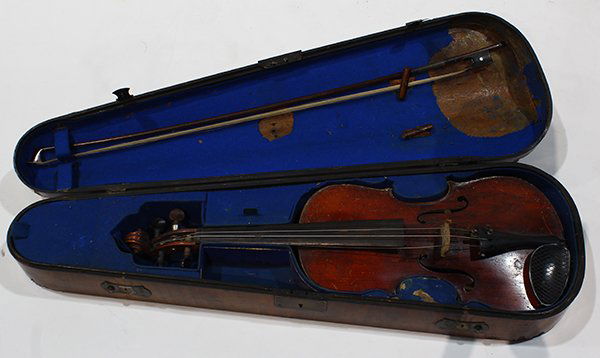Violin and bow, violin labeled Bavaria circa 1820, (1 of 4)