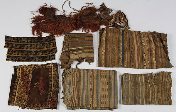 (lot of 7) Pre-Columbian textile and weaving fragments, (1 of 1)