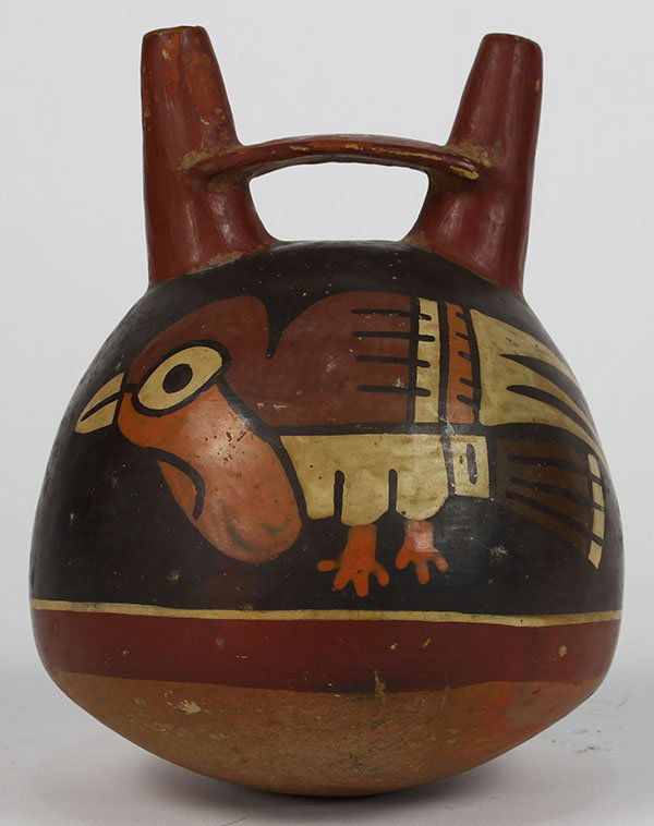 Pre-Columbian Peruvian Nazca stirrup vessel (1 of 4)