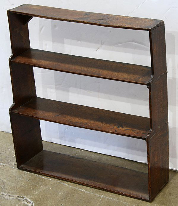 George III oak hanging wall shelf, 18th century, having (1 of 1)