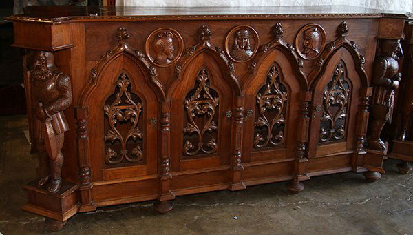 Gothic Revival style sideboard, having a shaped top, (1 of 1)