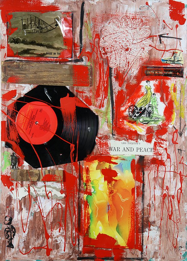 Mixed Media, Manner of Robert Rauschenberg: Manner of Robert Rauschenberg (American, 1925-2008), mixed media on canvas, bears signature verso, canvas (unframed): 24"h x 18"w