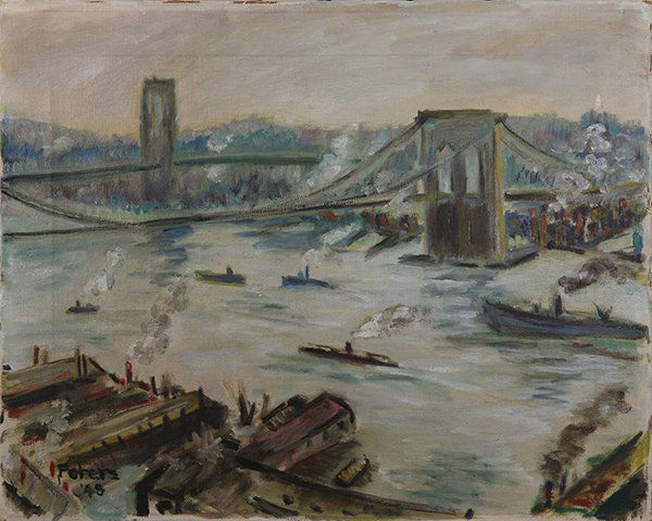 Painting, East River with Brooklyn Bridge (1 of 1)