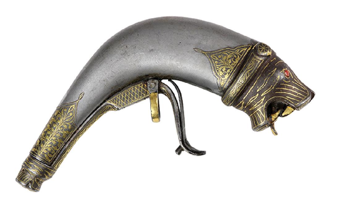 Indo-Persian figural powder-flask, 17th century style, (1 of 2)