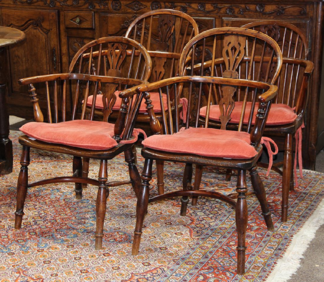 (Lot of 4) English Windsor yew and elm armchairs (1 of 4)