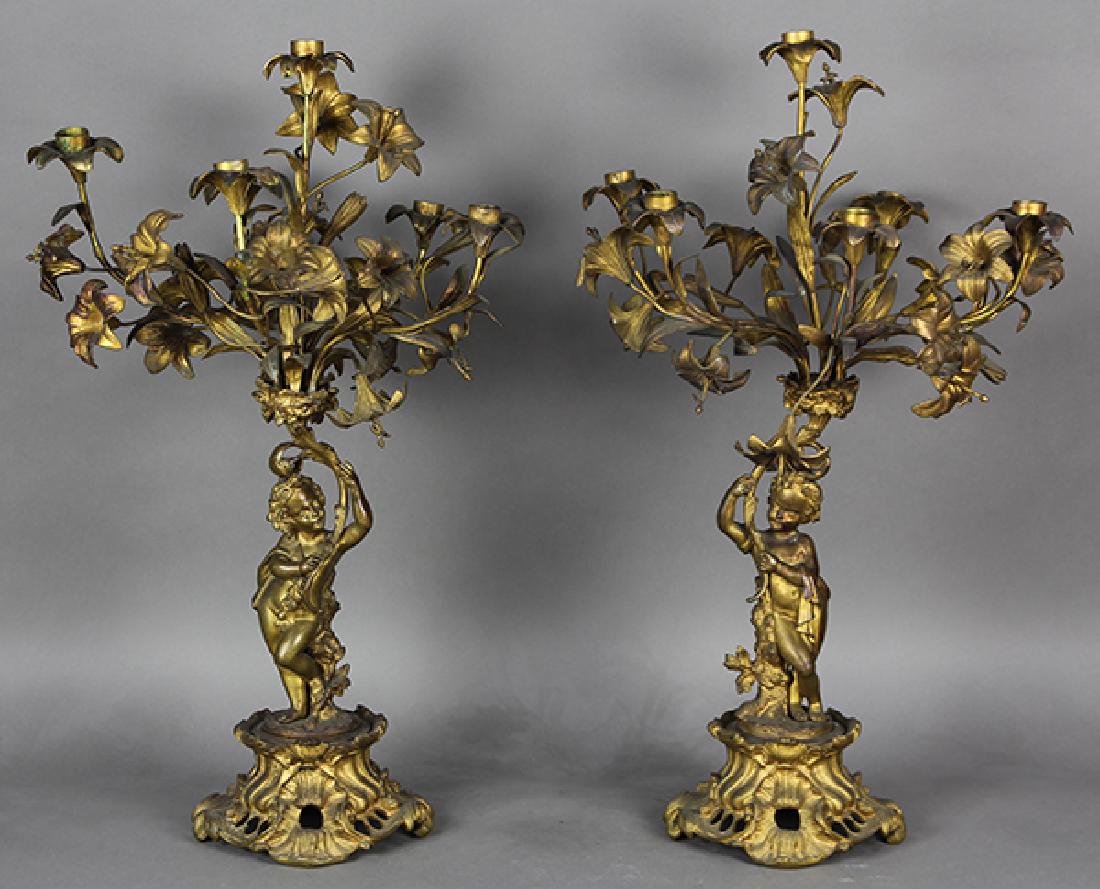 Pair of Renaissance style figural bronze candelabra, (1 of 4)