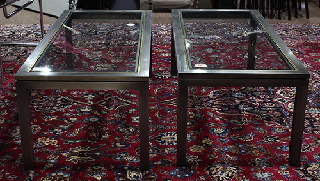 Pair of modern rectangular coffee tables, each with a (1 of 4)