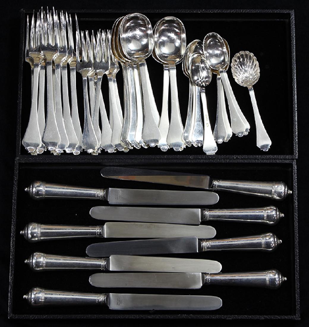 English sterling silver flatware service for eight, by (1 of 2)