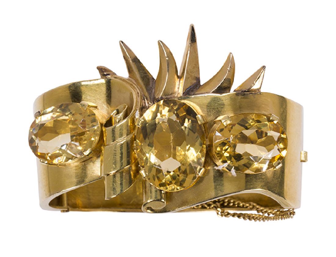 Retro Citrine and 18k yellow gold bracelet (1 of 3)