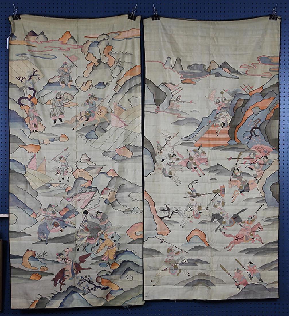 Two Chinese Kesi Panels, Warriors (1 of 6)