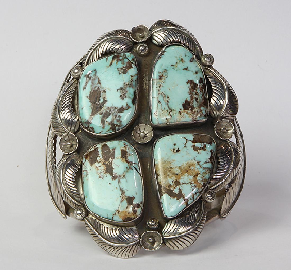 Native American turquoise and silver bracelet (1 of 4)