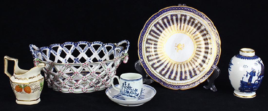 (Lot of 5) English soft paste porcelain group, (1 of 7)