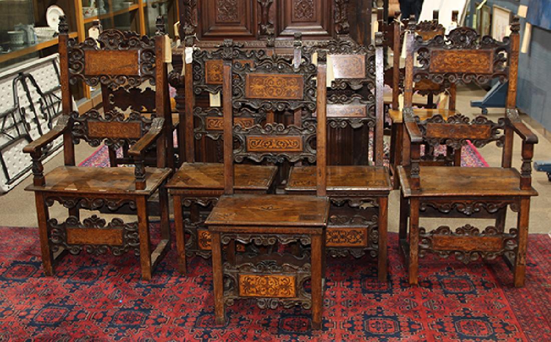 (Lot of 5) Italian Lombardo-Venetian walnut chairs, (1 of 20)