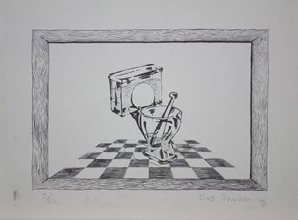 Print, Robert Arneson: Robert Arneson (American, 1930-1992), Untitled (Toilet with Bat), 1966, lithograph, edition 3/22, signed and dated lower right, overall (sheet/unframed): 9"h x 12"w
