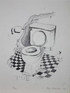 Print, Robert Arneson: Robert Arneson (American, 1930 - 1992) , Untitled (Toilet), 1966, lithograph, edition 3/24, signed and dated lower right, sheet (overall/unframed): 12"h x 9"w